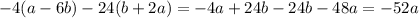 -4(a-6b)-24(b+2a)=-4a+24b-24b-48a=-52a