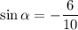 \sin \alpha =- \dfrac{6}{10}