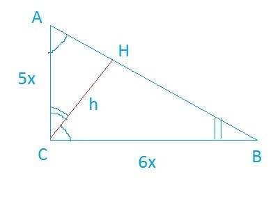 Высота ch прямоугольного треугольника, проведённая к гипотенузе ab, делит её на отрезки ah и bh. най