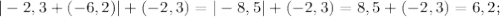 |-2,3+(-6,2)|+(-2,3) = |-8,5| +(-2,3) = 8,5+(-2,3) = 6,2;