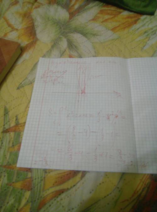 Вычислить площадь фигуры, ограниченной линиями 1)y=x^2-2x+2=0; x=1; x=2