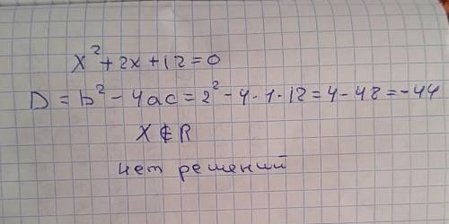 X^2+2x+12=0 написать решение. тема: квадрат суммы и квадрат разности