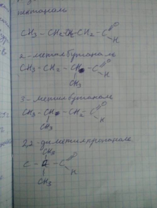 Альдегиды! написать виды изомерии , свойства для пентаналя,бутаналя ,пропаналя