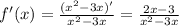 f'(x)= \frac{(x^2-3x)'}{x^2-3x} = \frac{2x-3}{x^2-3x}