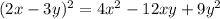 (2x-3y)^2=4x^2-12xy+9y^2