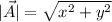 |\vec{A}| = \sqrt{x^2 + y^2}