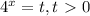 4^{x}=t, t\ \textgreater \ 0