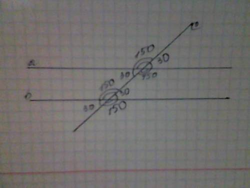 Прямые а и b параллельные с секущая. один из соответственных углов равен 30 градусов.найдите остальн