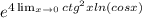 e^{4 \lim_{x \to 0} ctg^{2}xln(cosx)}