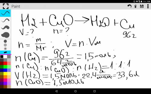 Втечение 5 минут надо какой объем.какой объем водорода и количество вещества оксида меди 2 потребует