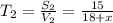 T_2 = \frac{S_2}{V_2} = \frac{15}{18+x}