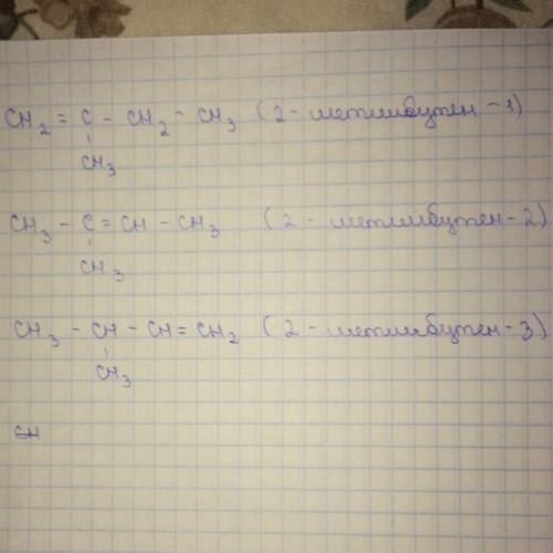 Структурные формулы а) 2-метил-1-бутен б) 2-метил-2-бутен в) 2-метил-3-бутен г) 4-метил-1-бутен