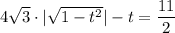 4 \sqrt{3} \cdot | \sqrt{1-t^2} |-t= \dfrac{11}{2}