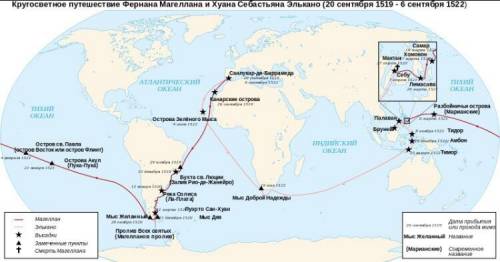 Какие обьекты проходил магеллан во время своего путешествия?