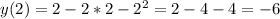 y(2)= 2 - 2*2 - 2^2=2-4-4=-6