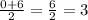 \frac{0+6}{2} = \frac{6}{2} = 3