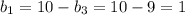 b_1=10-b_3=10-9=1