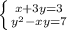 \left \{ {{ x+3y=3 } \atop {y^2-xy=7}} \right.