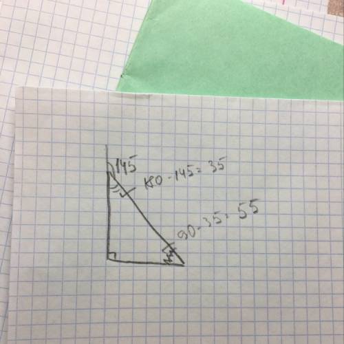 Впрямоугольном треугольнике один из внешних углов при вершине равен 145° найдите внутренние углы тре
