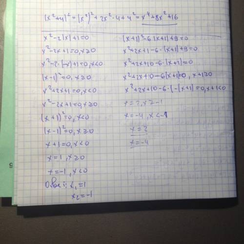 Решите уравнения а) x^2-2|x|+1=0; б)(x+1)^2-6|x+1|+9=0