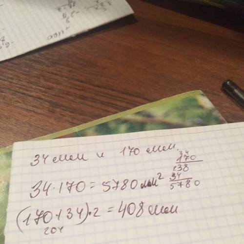 Найди площить и периметр прямоугольника,у которого одна равно 3см 4мм,а другая в 5 раз больше