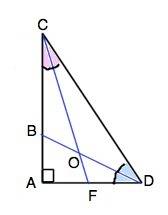 Втреугольнике асd угол а=90, cf, вd- ,биссектрисы. найти угол соd