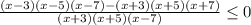 \frac{(x-3)(x-5)(x-7) - (x+3)(x+5)(x+7)}{(x+3)(x+5)(x-7)} \leq 0
