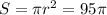 S=\pi r^2=95 \pi