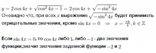 Найти наибольшее значение функции y=2cos4x+корень из cos^2 *4x-1