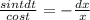 \frac{sint dt}{cost}= - \frac{dx}{x}