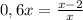 0,6x = \frac{x - 2}{x}