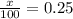 \frac{x}{100}=0.25