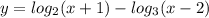 y=log_2 (x+1) - log_3 (x-2)