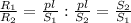 \frac{R_{1} }{R_{2}} = \frac{pl}{S_{1} }:\frac{pl}{S_{2} } = \frac{S_{2} }{S_{1}}