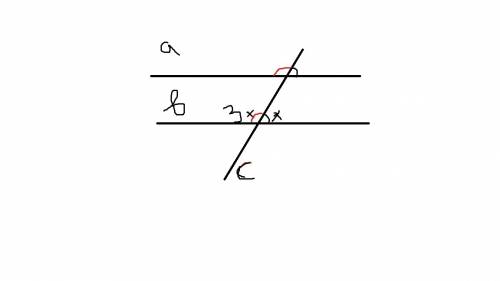 Прямые a║b пересечены секущей с,острый угол в 3 раза меньше тупого найти эти углы