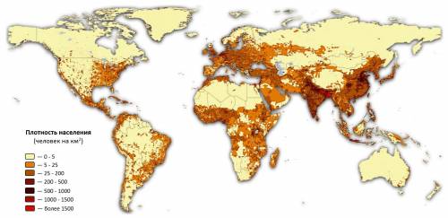 Сравните карту плотности населения и политическую карту мира. определите районы где меньше всего нас