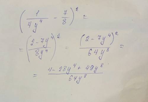 Представь квадрат двучлена в виде многочлена (1/4y^4−7/8)^2