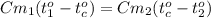 Cm_1(t_1^o-t_c^o)=Cm_2(t_c^o-t_2^o)&#10;