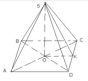 Высота правильной четырехугольной пирамиды равна 10 см,а длина стороны основания 11 см. найти длину