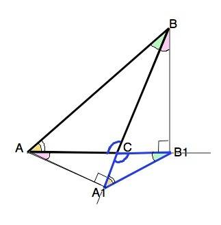 Втреугольнике abc с тупым углом acb проведены высоты aa1 и bb1. докажите что треугольники a1cb1 и bc