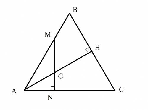 Вравностороннем △abc проведена высота ан. на стороне ав отмечена точка м. через эту точку проведен п