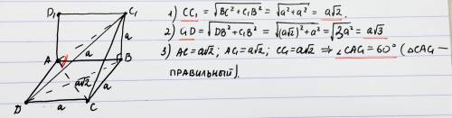 Плоскости квадратов abcd и abc1d1 взаимно перпендикулярны, ав=а. найдите 1) расстояние сс1; 2)рассто