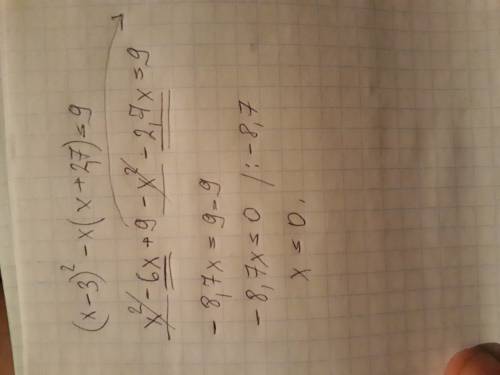 Решите уравнение (x-3)2-x(x+2,7)=9