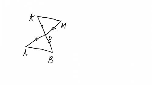Изобразите в тетради отрезок ab=2см и точку о.постройте точку м,симметричную точке а и точку к,симме