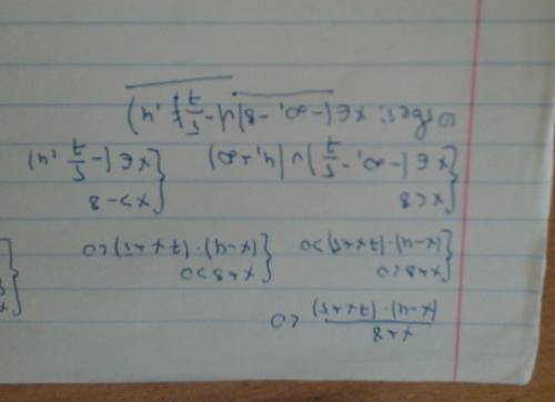 Решить неравенство х+8 потом дробь снизу (х-4) (7х+5) < 0