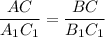 \displaystyle \frac{AC}{A_1C_1}=\frac{BC}{B_1C_1}