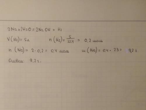 Натрий вступает в реакцию с водой и образует гидроксид натрия и водород. выясните сколько натрия нео