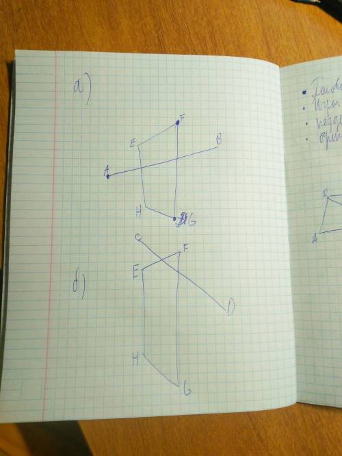 3. нарисуйте луч ab, прямую cd и четырехугольник efgh так, чтобы: а) луч ab пресекал отрезок fg; б)