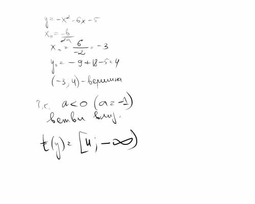 Найдите область значений функции y= -x²-6x-5