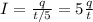 I= \frac{q}{t/5} =5 \frac{q}{t}